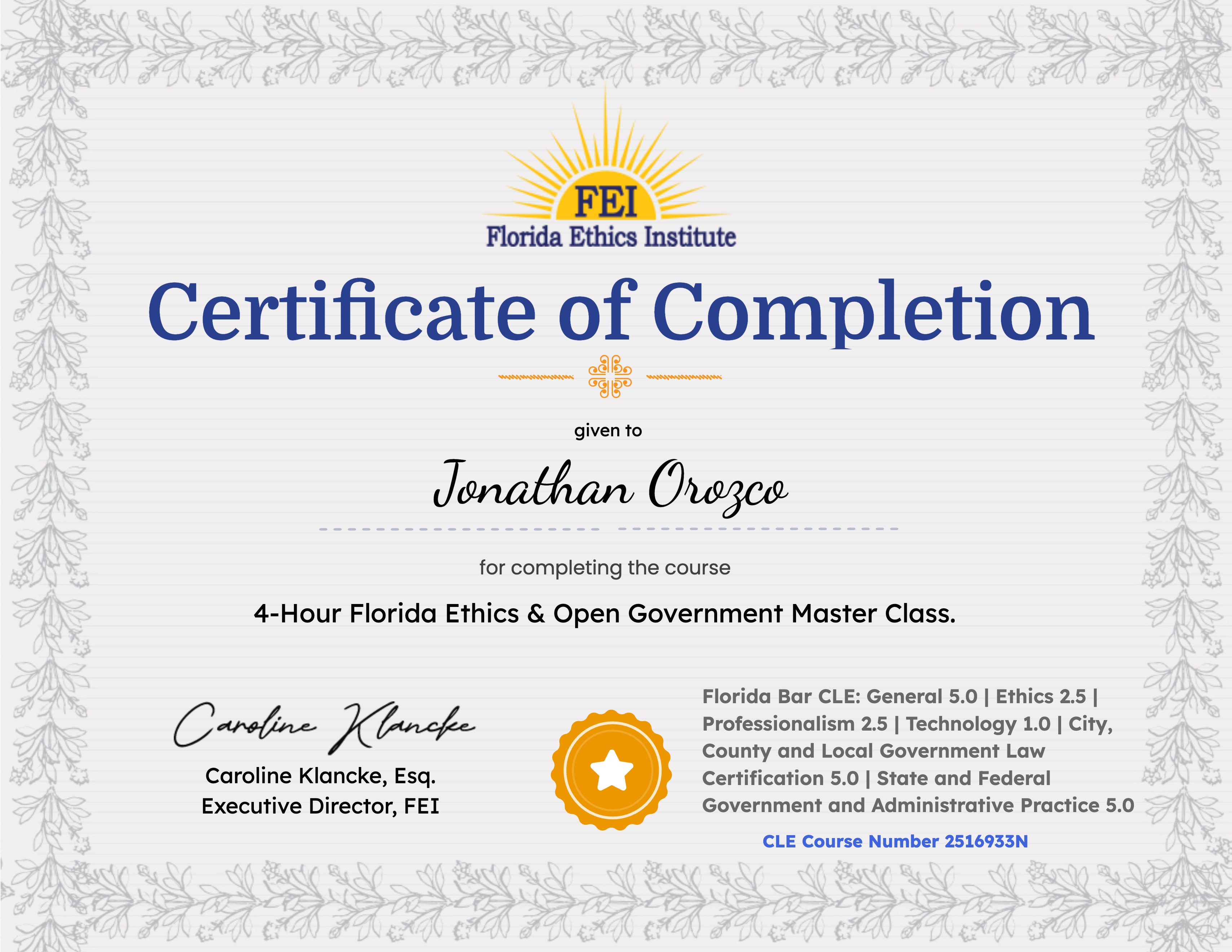 4-Hour Florida Ethics & Open Government Master Class.